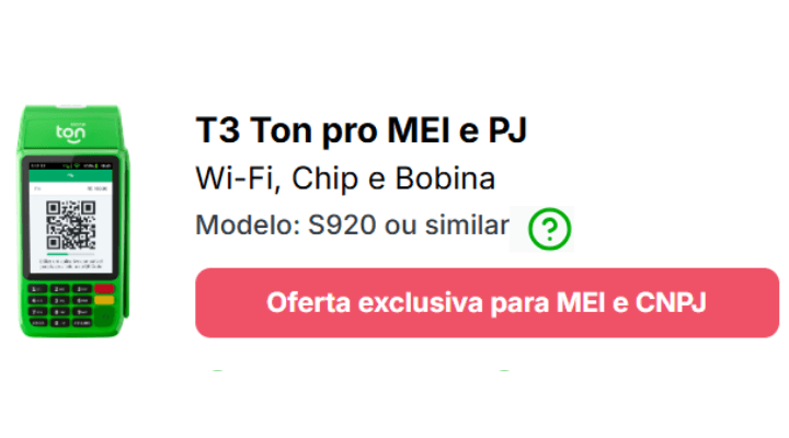Maquininha Ton T3 Ton pro MEI e PJ